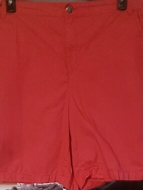 Basic Editions Bermuda Elastic Waist Shorts With Embellishments Red Women’s 2X